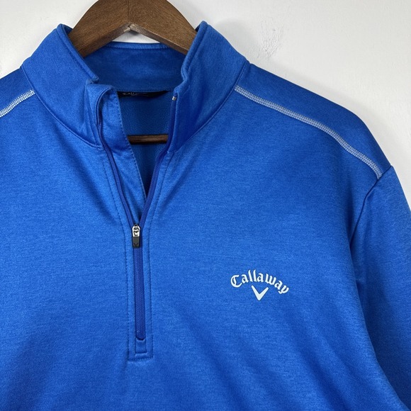 Callaway Pullover Mens Large Blue Quarter Zip Jacket Dri Fit Cloth Lined Golf - Picture 4 of 10